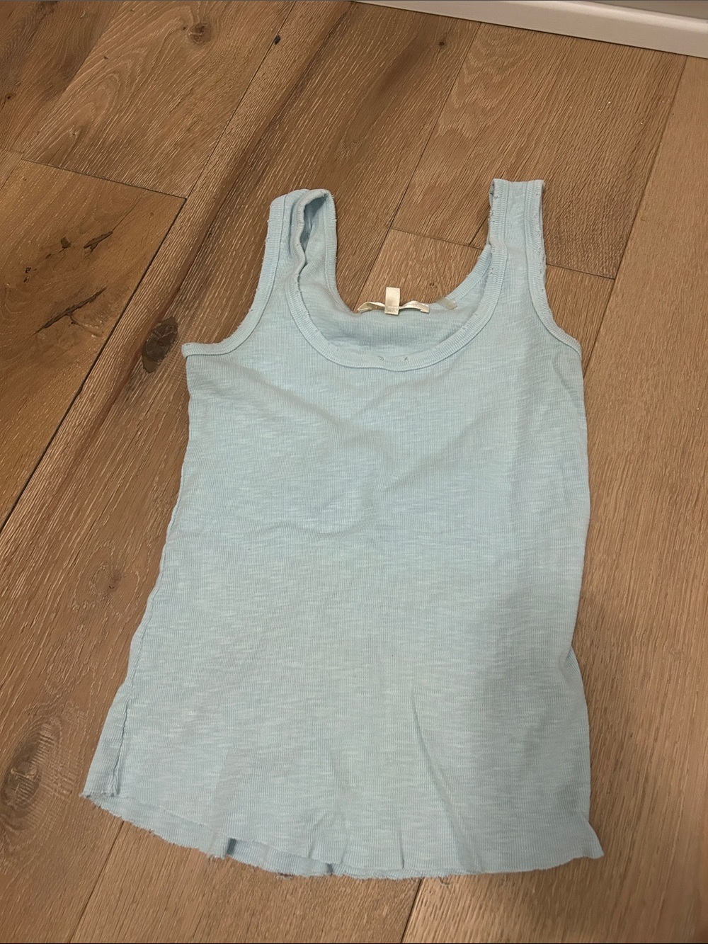 LoveShackFancy Pale Blue Ribbed Tank